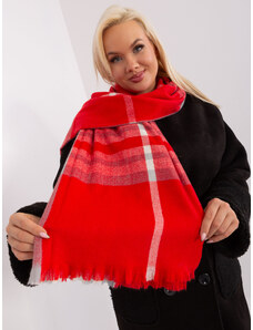 Fashionhunters Červeno-šedý dámský šátek s třásněmi