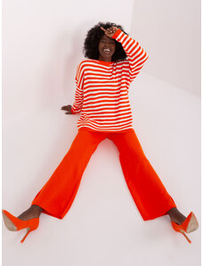 Fashionhunters Oranžový a ecru set se širokými nohavicemi