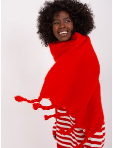 Fashionhunters Červený teplý šátek s třásněmi