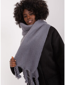 Fashionhunters Tmavě šedý dámský šátek s třásněmi