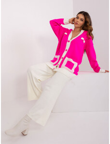 Fashionhunters Růžový a ecru dámský komplet se širokými nohavicemi