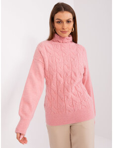 Fashionhunters Světle růžový dámský svetr s manžetami
