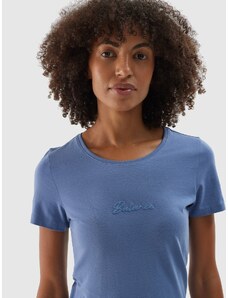 4F Dámské tričko slim z organické bavlny - modré