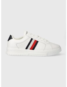 Kožené sneakers boty Tommy Hilfiger SUPERCUP LTH STRIPES ESS bílá barva, FM0FM04895