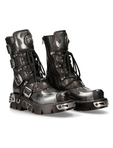 Boty kožené dámské - Flame Boots (591-S2) Black-Grey - NEW ROCK - M.591-S2