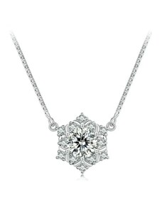 GRACE Silver Jewellery Stříbrný náhrdelník Sněhová vločka - stříbro 925/1000, zirkon