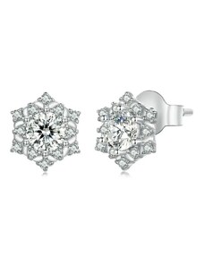 GRACE Silver Jewellery Stříbrné náušnice Sněhová vločka - stříbro 925/1000, zirkon
