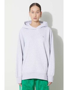 Bavlněná mikina adidas Originals Hoodie dámská, šedá barva, s kapucí, melanžová, IX2344