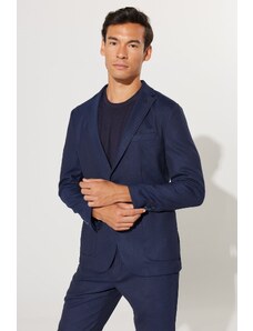 ALTINYILDIZ CLASSICS Men's Navy Blue Slim Fit Slim Fit Monocollar Dobby Suit.