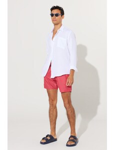 AC&Co / Altınyıldız Classics Men's Red Standard Fit Normal Cut Quick Dry Side Pockets Patterned Swimwear Marine Shorts.