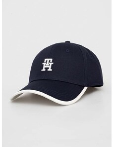 Bavlněná baseballová čepice Tommy Hilfiger tmavomodrá barva, s aplikací