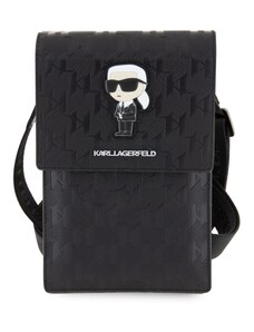 Karl Lagerfeld Saffiano Monogram Wallet Phone taška Ikonik NFT černá