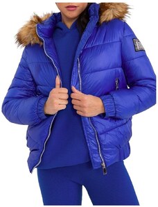 Modrá prošívaná bunda s odnímatelnou kapucí