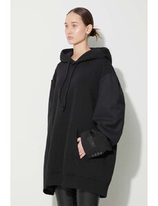 Mikina MM6 Maison Margiela Sweatshirt dámská, černá barva, s kapucí, hladká, S62GU0115