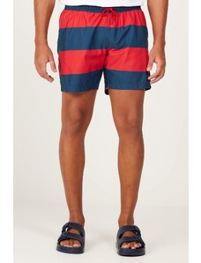 AC&Co / Altınyıldız Classics Men's Red-Navy Blue Standard Fit Casual Patterned Swimwear Marine Shorts.