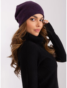 Fashionhunters Tmavě fialová pletená čepice