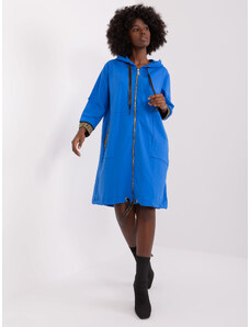 Fashionhunters Tmavě modrá mikina na zip s lisabonskými manžetami