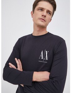 Bavlněné tričko s dlouhým rukávem Armani Exchange tmavomodrá barva, s potiskem, 8NZTPL ZJH4Z NOS