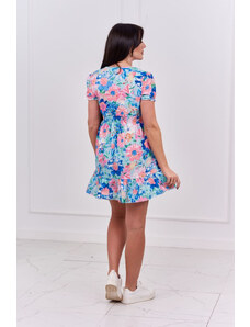 K-Fashion Květinové šaty s véčkovým výstřihem mint
