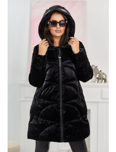 K-Fashion Lesklá prošívaná bunda s velkými zipy černý