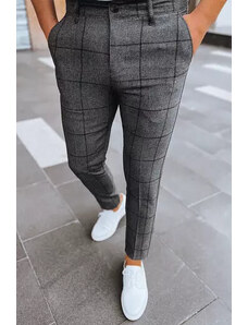 Pánské tmavě šedé kostkované chino kalhoty Dstreet UX3956