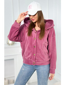 K-Fashion Fleecová bunda s kapucí tmavě růžová