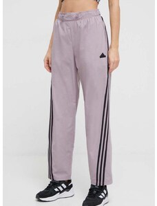 Kalhoty adidas dámské, fialová barva, vzorované, IS3655