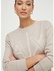 Mikina Armani Exchange dámská, béžová barva, s potiskem, 3DYM11 YJEBZ