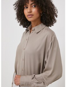 Košile Calvin Klein dámská, béžová barva, relaxed, s klasickým límcem