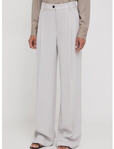 Kalhoty Calvin Klein dámské, šedá barva, široké, high waist