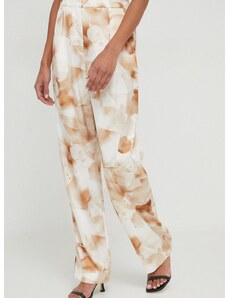 Kalhoty Calvin Klein dámské, béžová barva, jednoduché, high waist, K20K206884