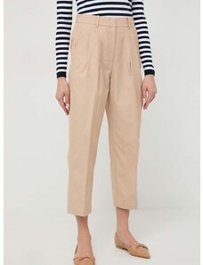Kalhoty MICHAEL Michael Kors dámské, béžová barva, fason cargo, high waist
