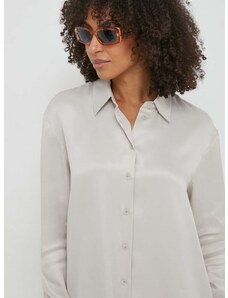 Košile Calvin Klein dámská, šedá barva, relaxed, s klasickým límcem