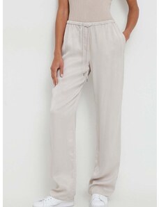 Kalhoty Calvin Klein dámské, šedá barva, jednoduché, high waist, K20K206300