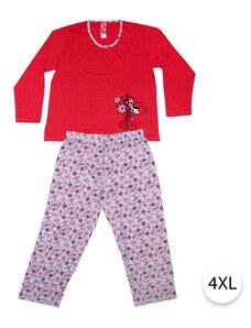 Dámské pyžamo Květy, 4XL, červená, Vienetta Secret