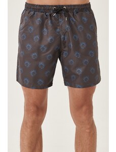 AC&Co / Altınyıldız Classics Men's Sax Black Standard Fit Casual Patterned Swimwear Marine Shorts.