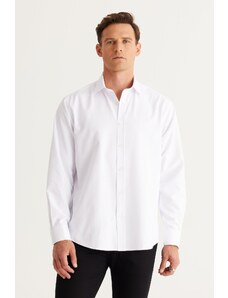 ALTINYILDIZ CLASSICS Men's White Comfort Fit Comfy Cut Classic Collar Dobby Shirt.