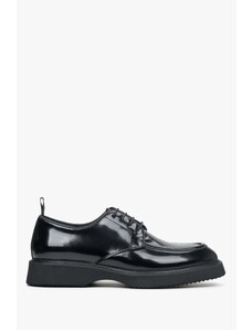 Men's Black Lace-Up Brogues made of Genuine Patent Leather Estro ER00113939