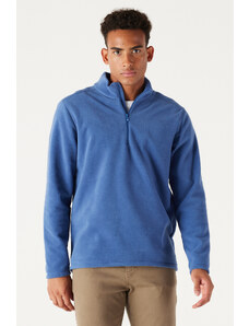 AC&Co / Altınyıldız Classics Men's Indigo Anti-pilling Anti-Pilling Standard Fit High Neck Cold Proof Fleece Sweatshirt