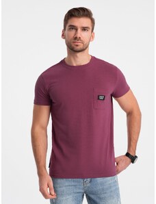 Ombre Clothing Pánské volnočasové tričko s kapsičkou - tmavě růžové V5 OM-TSCT-0109