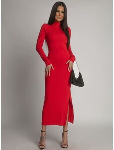 FASARDI Hladké šaty s dlouhým rukávem a červeným rolákem