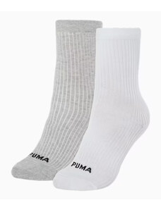 Puma women cat logo rib sock 2p white