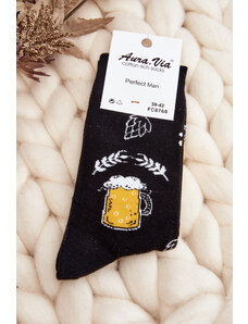 Kesi Pánské vzorované ponožky Beer Black