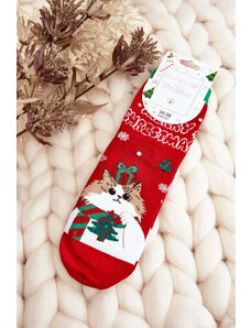 Kesi Dámské vánoční ponožky s červeným koťátkem