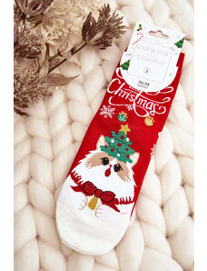 Kesi Dámské vánoční ponožky s červeným koťátkem