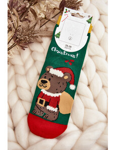 Kesi Dámské vánoční ponožky s medvídkem, zelené