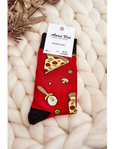 Kesi Pánské ponožky s pizza vzory červené