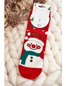 Kesi Dámské vánoční ponožky se sněhulákem červené