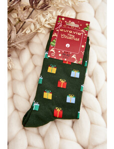 Kesi Pánské bavlněné vánoční vzory ponožek tmavě zelené