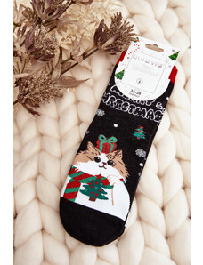 Kesi Dámské vánoční ponožky s černou kočičkou